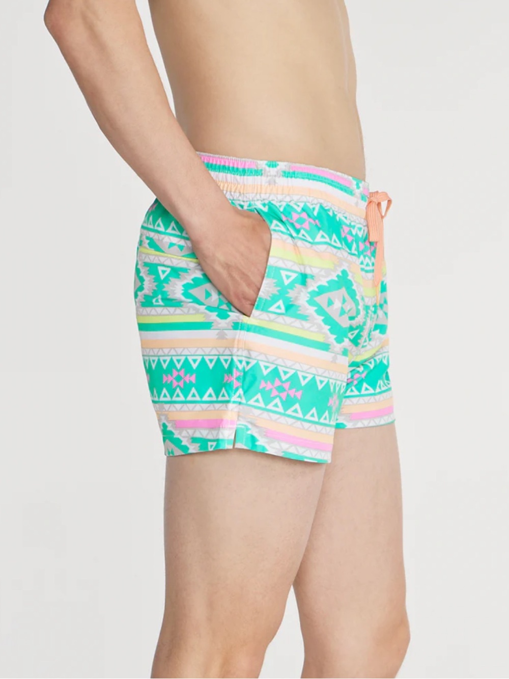 Chubbies The En Fuegos Classic 4” Swim Trunks  in Teal Geometric M-390 Sz M - Picture 2 of 11